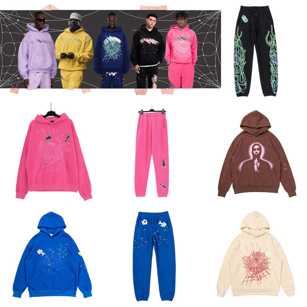 hoodie designer sweatshirt mens hoodie pants spider hoodies Fashion Tracksuit Streetwear web hoodies Young Thug hoodie 5A high quality pink Y2k swea