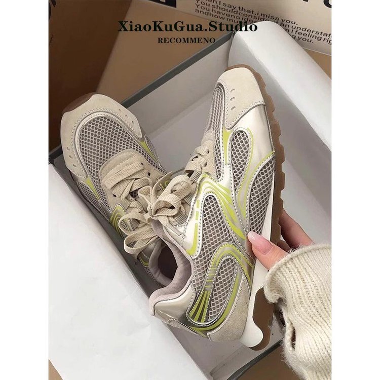 Genuine Leather Women's 2025 New Summer Soft Forrest Gump Training Mesh Breathable Thick Sole Sports Casual Dad Shoes ddmythur