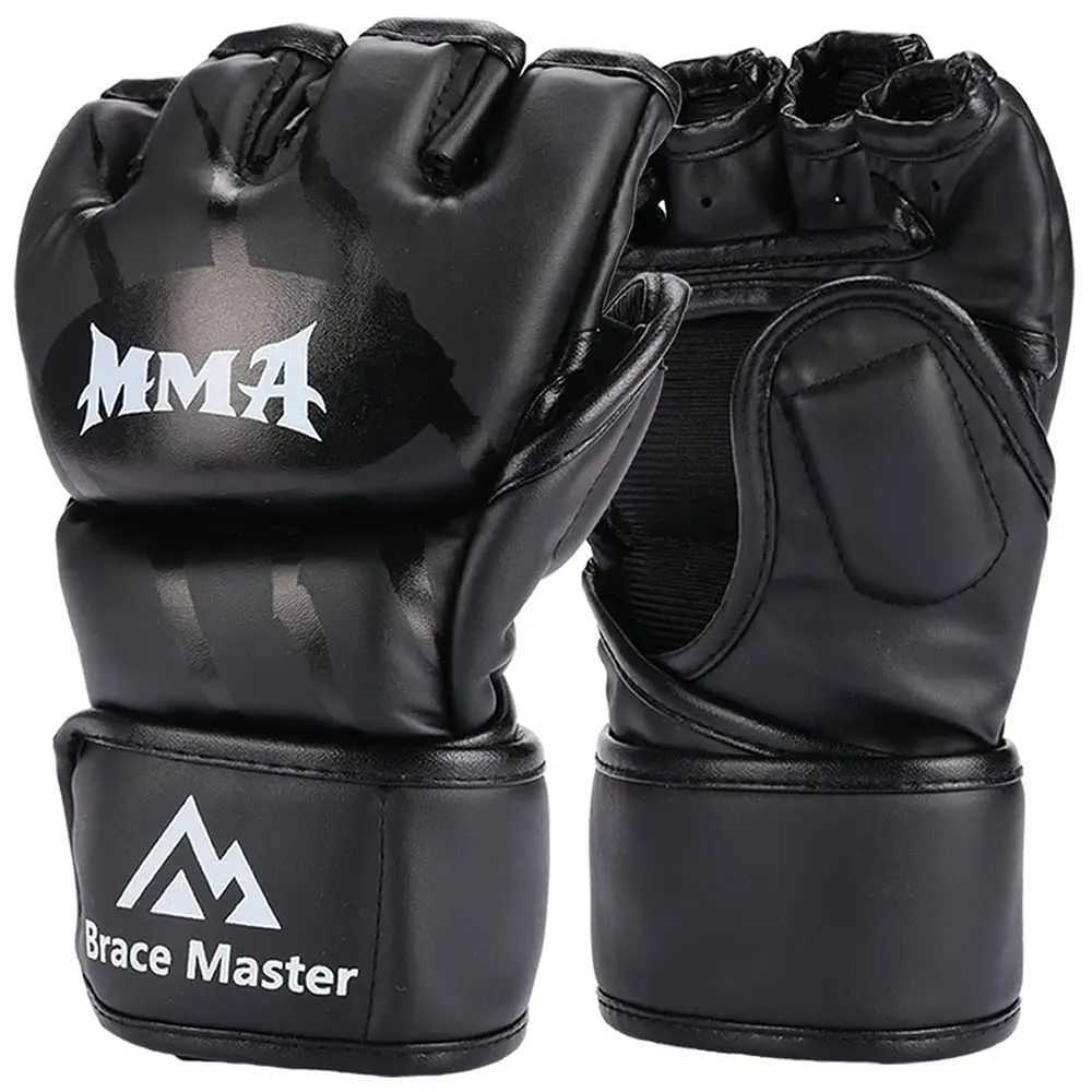 Half Finger Boxing Gloves PU Leather MMA Fighting Kick Boxing Gloves Karate Muay Thai Training Workout Gloves Training Gear Men XJ250802