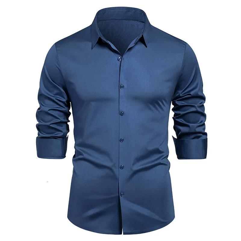 Mens High Quality Shirt Solid Color Fashion Business Leisure Social Dress Ball Shirt Mens Formal Dress Slimming Shirt 250801