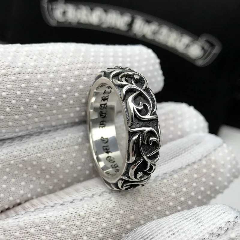 Vintage Vine Pattern Ring Silver Color Punk Gothic Retro Open Ring for Men Women Black Trend Unisex Jewelry Accessories XJ250802
