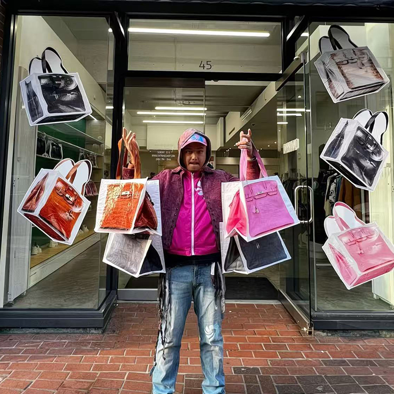 Shopping Bags 2024 INS Blogger's Parody Creative Grocerybags Platinum Bag Remake Fashion Same Fitness And Leisure-image-995962396
