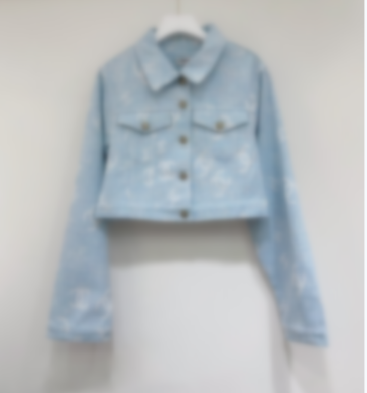 Vintage floral denim jacket for women, spring and autumn short-sleeve jacket, top streetwear, motorcycle jacket