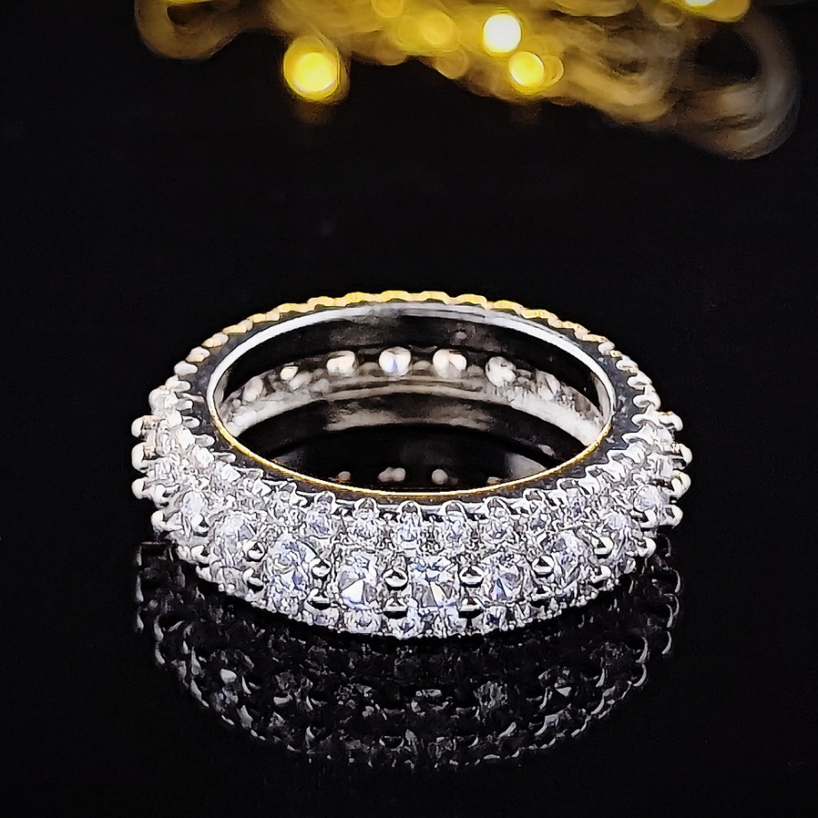Designer Rings White Pink Single Row Diamond Ring Sterling Silver Plated Rings Lady Jewelry Valentine Day Gift