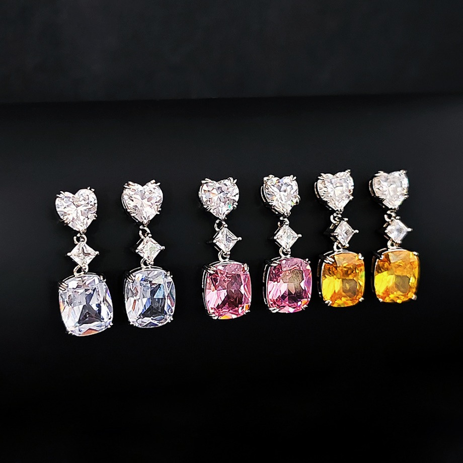 Designer Earrings Luxury Colored Crystal Diamond Pendant Earrings Classic Style Zircon Earings High Quality Brass Lady Commute Jewelry