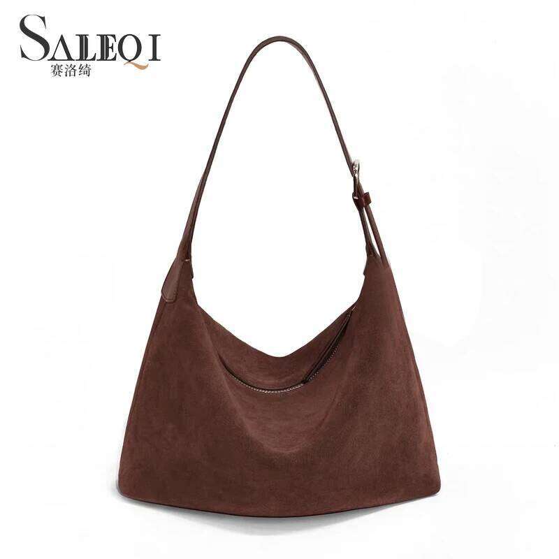 Frosted Cow Long Handle Tote Antumn Winter Matte Suede Leather Women's Shoulder Crossbody Bag Commute Female New Handbag 250731