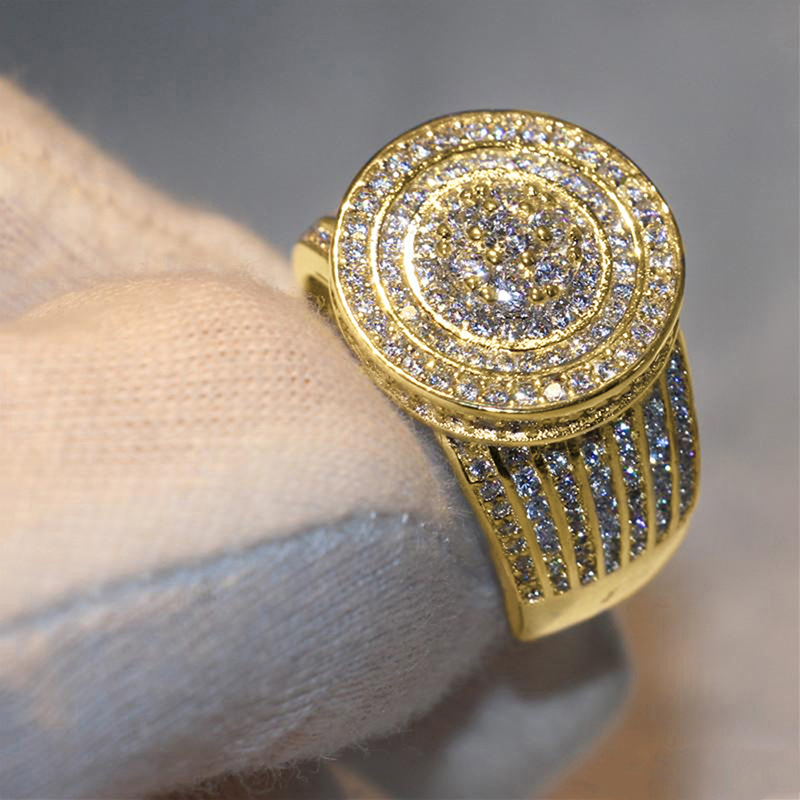 US Size 6-10 Sparkling Luxury Jewelry 925 Sterling Silver 18K Gold Fill Pave White 5A Cubic Zircon CZ Diamond Elegant Eternity Party Women Bridal Ri