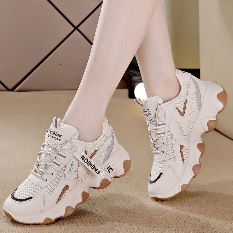 Women's Dad Sneakers Spring and Autumn New Versatile Breathable Mesh Soft Sole Casual Sports Shoes ddmythur