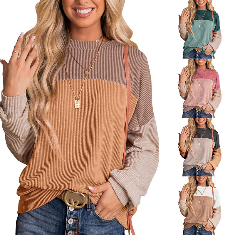 Designer Top 2025 New Fashion Trend Free Shipping Europe And America Cross Border Women's Color Blocked Casual Loose Sweatshirt Hoodie