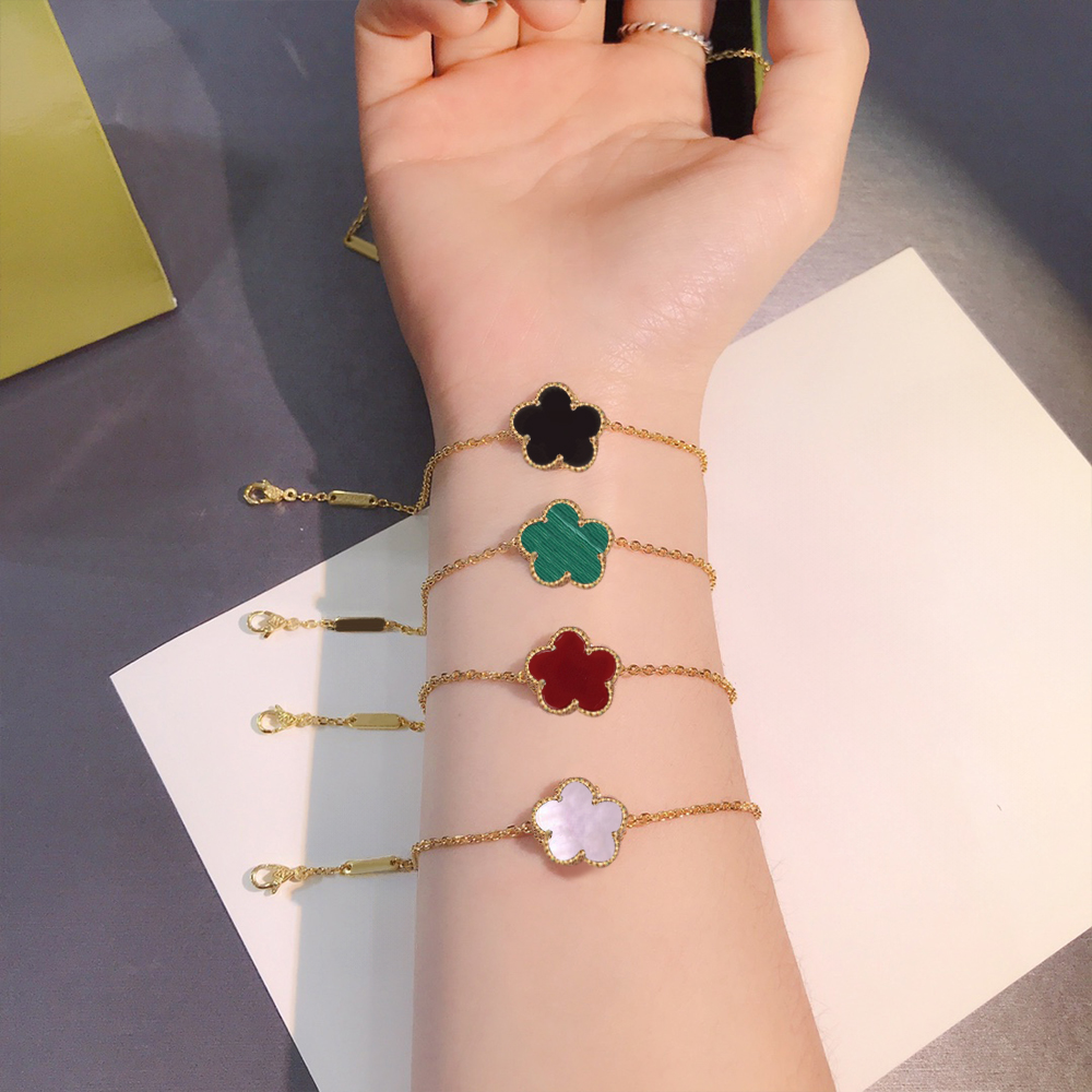 Elegant Bracelet Bangle Chain Wedding Bracelets Women Mini One Clover Stone Design Jewelry-image-803784675