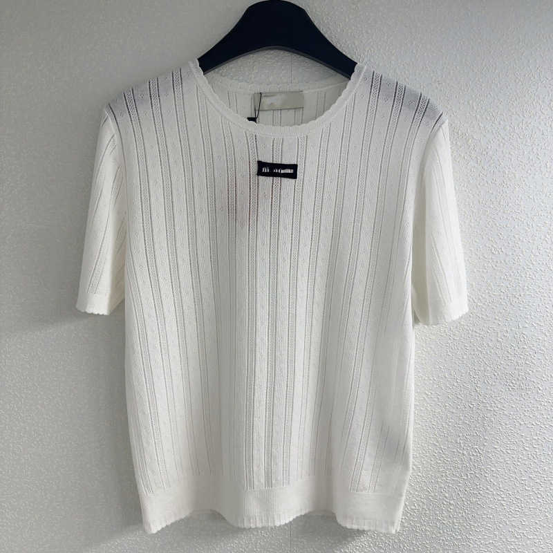 Women's Knits & Tees designer brand Summer New Lace Round Neck Knitted Short Sleeve Elastic Sweet Stylish 0CCO