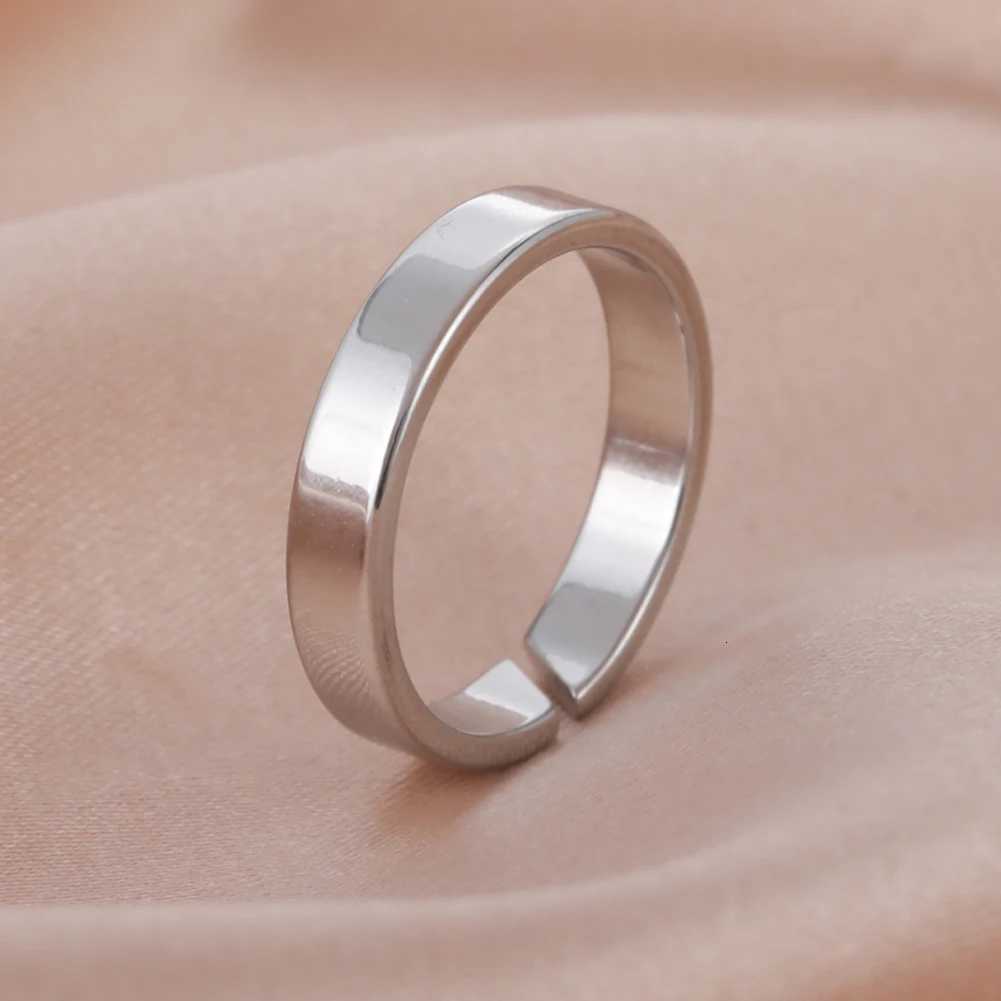 100% Kpop Minimalist Couple Rings Stainless Steel Silver Color Open Ring Women Men Fashion Jewelry Wedding Gift Wholesale XJ250802
