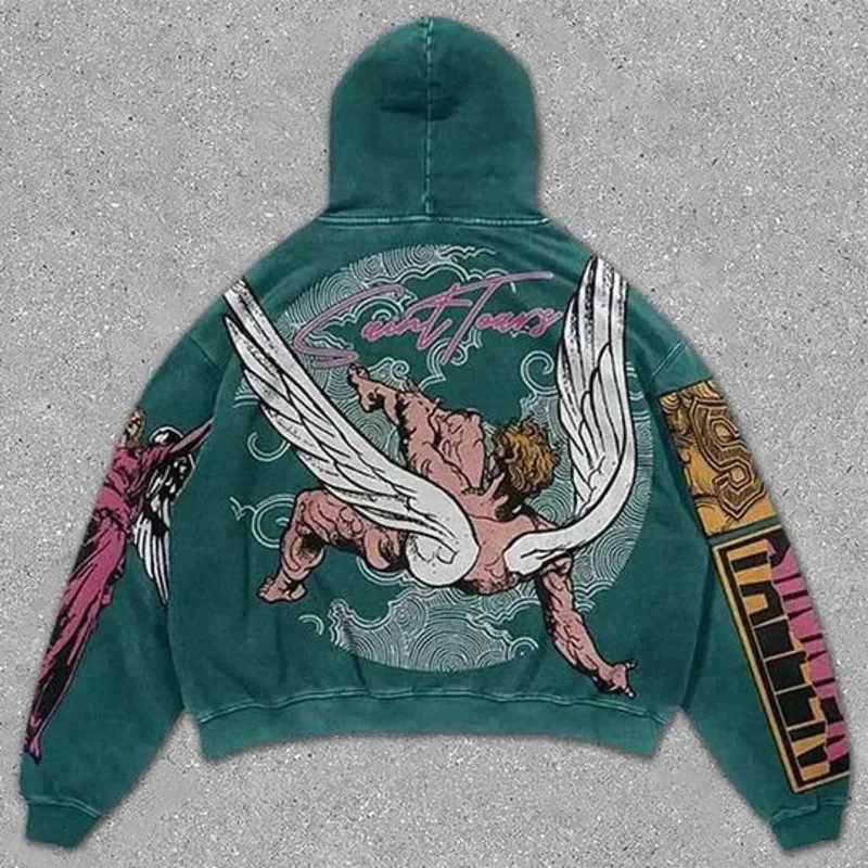 3D Printed Hoodie for Men Autumn Winter America Retro Y2K Printed Punk Trend Slim Fit Pullover Women Hoodie Couple New X250802