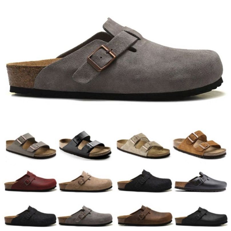 Livraison gratuite avec caisson de créateurs pantoufles hommes hommes boucs noir brun brun bronzer rose clair olive sude cuir pour hommes