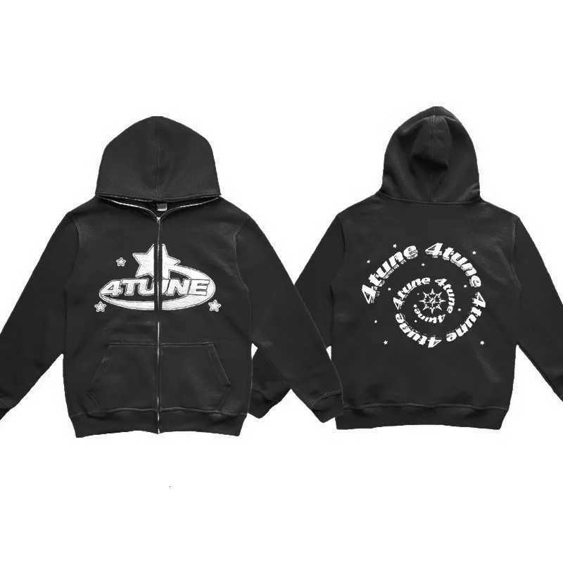 2025 European and American sweatshirt casual trend mens multi size zipper American retro casual Y2K hooded sweatshirt X250802