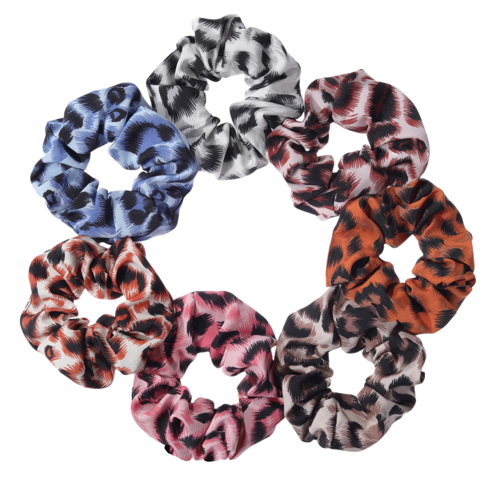 7pcs/lot Hair Scrunchies Holder Headwear Ties Print Leopard Chiffon Accessories Elastic Band Women Girls Scrunchy Sexy Party 250730