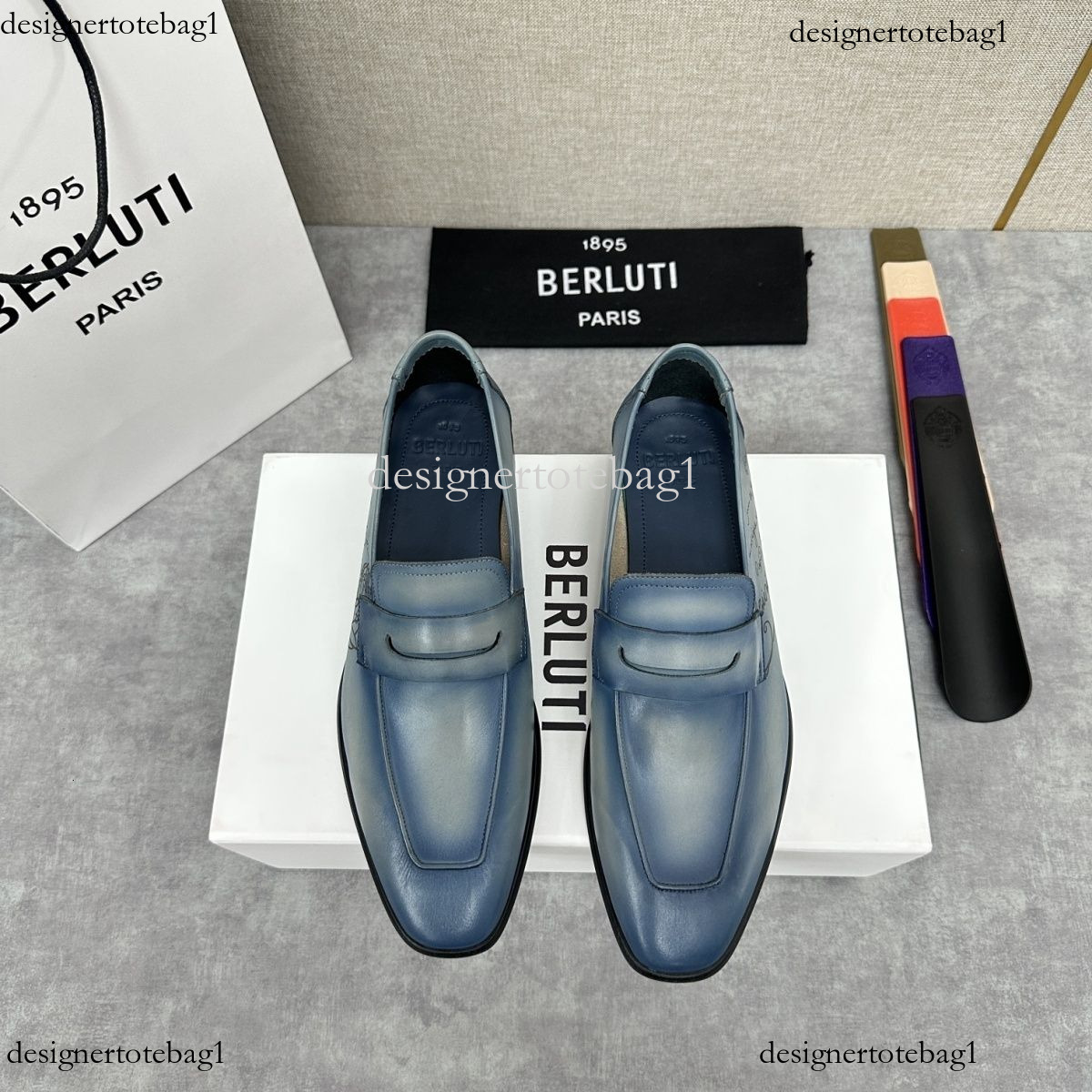 Handmade shoes Berlut New Men's Calfskin Brushed Slip-On Loafers British Fashion Casual Leather Shoes 39-46