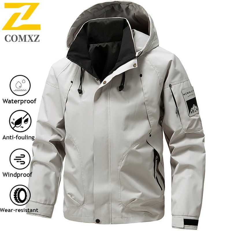 Gorpcore Mens Rainproof Fishing Jacket Autumn Large Size Windproof Windbreaker Men Camping Hunting Running Sports Hooded Coat Z250802