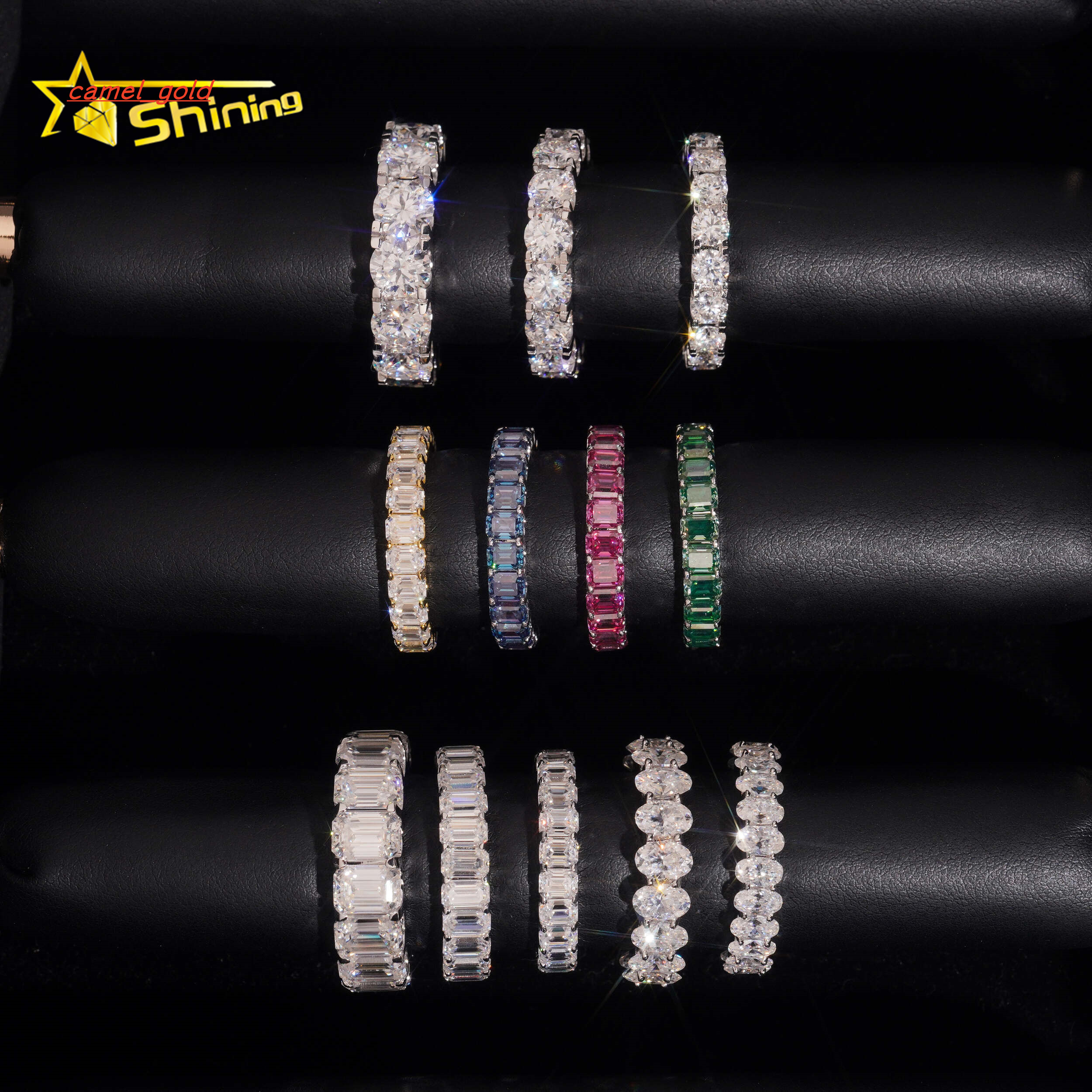 GRA Certificated 925 Silver Fancy Cut Moissanite Rings Women Engagement Wedding Fine Jewelry Iced Out Moissanite Eternity Ring