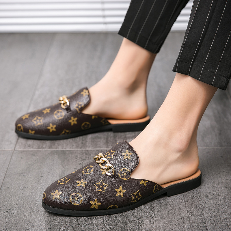 Casual Shoes free shipping designer Summer plus-size casual trendy breathable half-drag leather shoes with exquisite patterns D261019