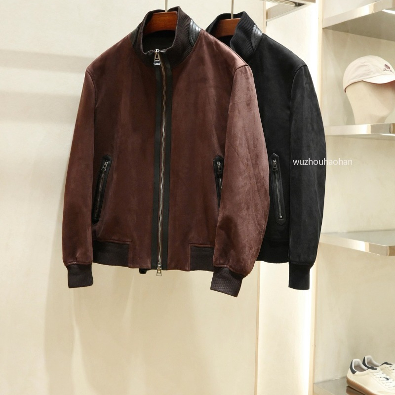 Designer Leather Coats for Men Fall Winter Elastic Real Suede Casual Jackets TF1289