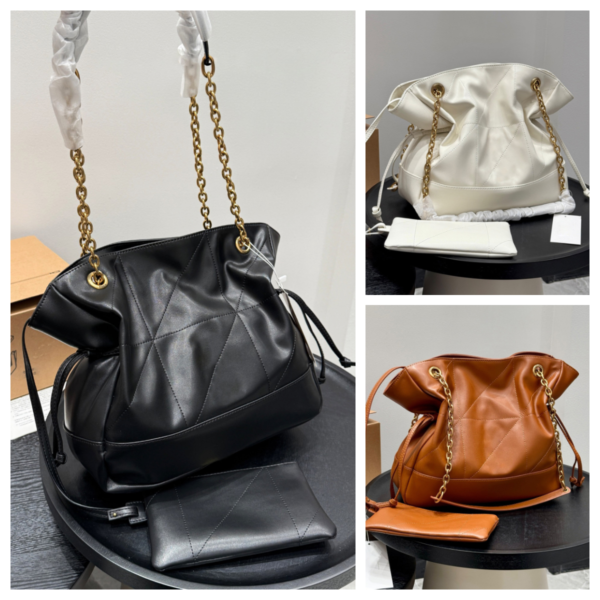 Womens Trendy Chain tote bag Underarm bag Designer Drawstring handbag Shopping travel bags Women Large Capacity Shoulder Bag Slouchy bag Vintage Des