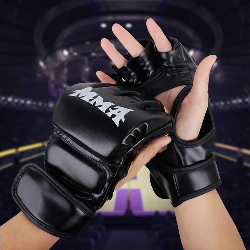 100% Genuine Leather Kick Boxing Gloves for Men Women PU Karate Muay Thai Boxing Gloves Free Fight MMA Sanda Training Adults Kids Equipment XJ250802