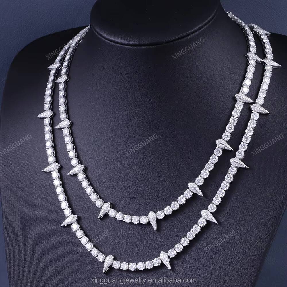 XG Pass Diamond Tester Fancy Moissanite Tennis Chains Necklaces 925 Silver Vvs Moissanite Chains Fine Jewelry Necklaces