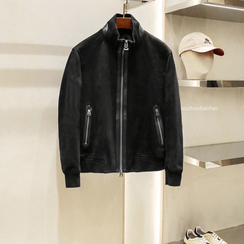 Designers Leather Coats for Mens Fall Winter Elastic Real Suede Casual Jacket TF1289