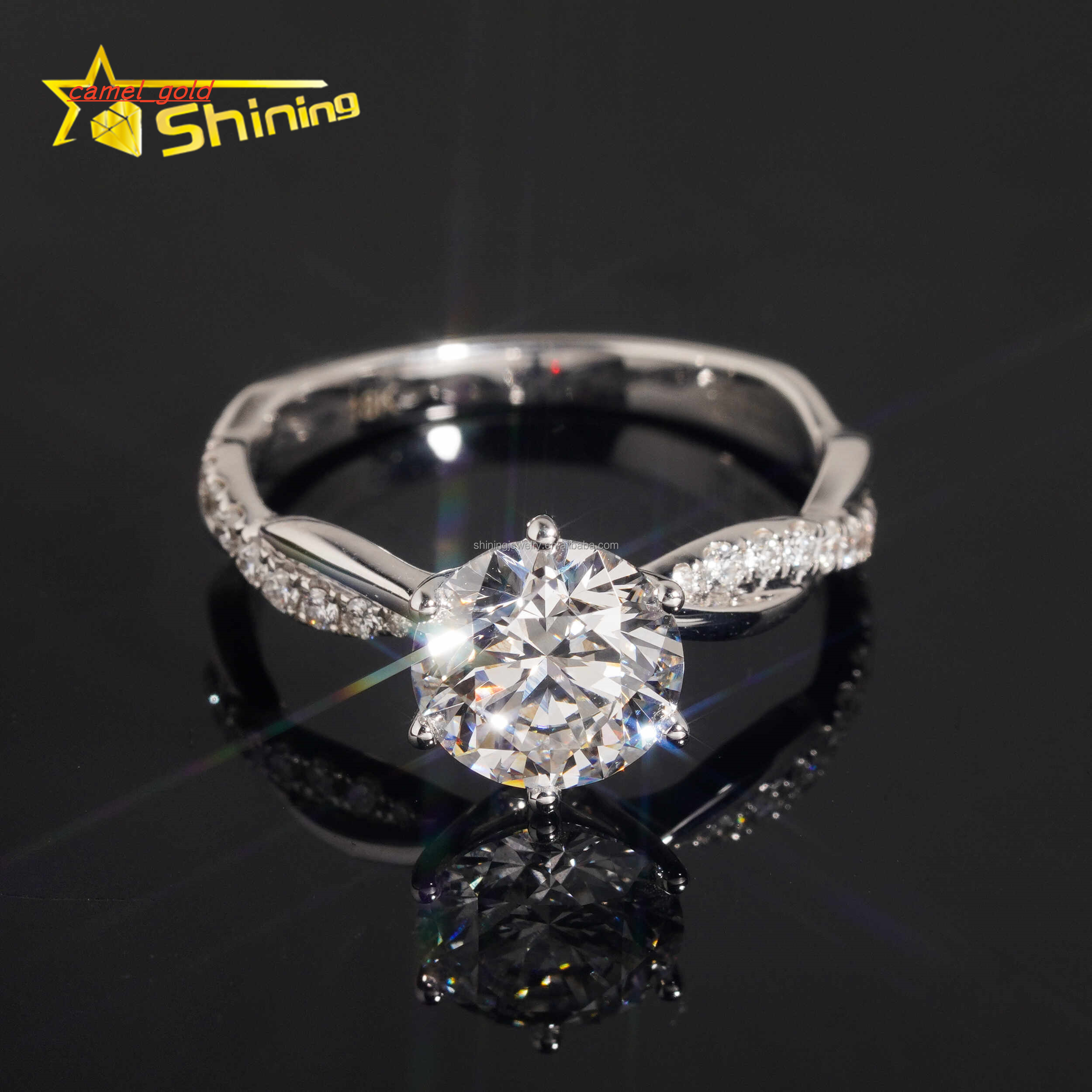 18k White Gold Luxury Bridal Unique Fiance Jewelry 2Ct F VS1 Excellent Cut Lab Grown CVD Diamond Engagement Solitaire Ring Women
