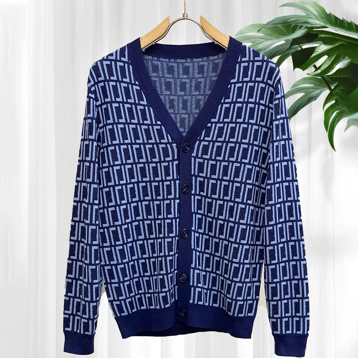 High quality designer men's sweaters, fashionable letter knitted cardigans, men's button cardigans, autumn and winter loose V-neck long sl