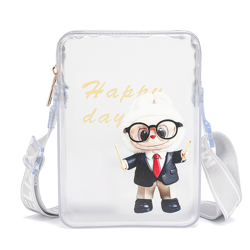 New Cartoon Transparent Handbag Free Shipping Designer Fashion PVC Waterproof Women's Makeup Bag Phone Storage Bag Luxury Mini Single Shoulder
