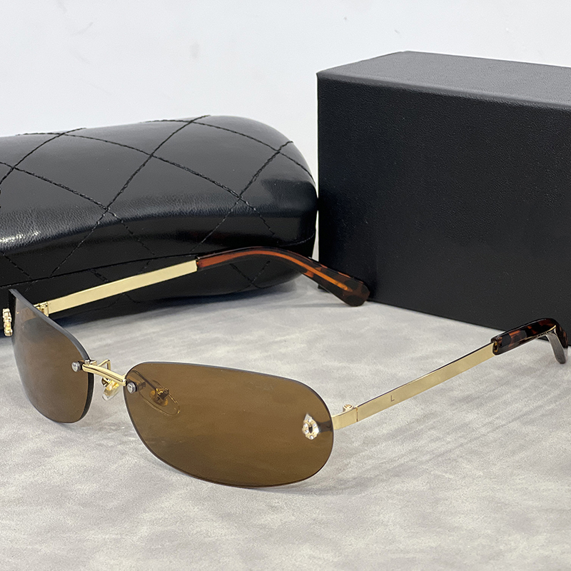 Luxury designer sunglasses for women men classic fashionable frameless outdoor casual sunglasses retro trendy sunglasses high quality sunglasses box