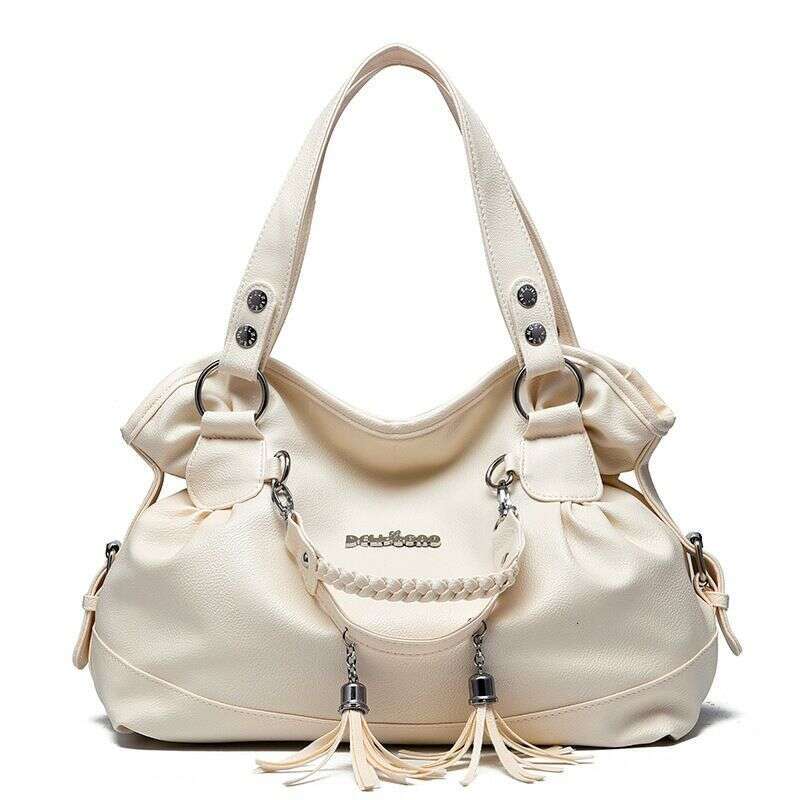 Women's Handbag Middle-aged And Elderly Soft Leather Tassel Large Capacity Single Shoulder Hand Crossbody Bag