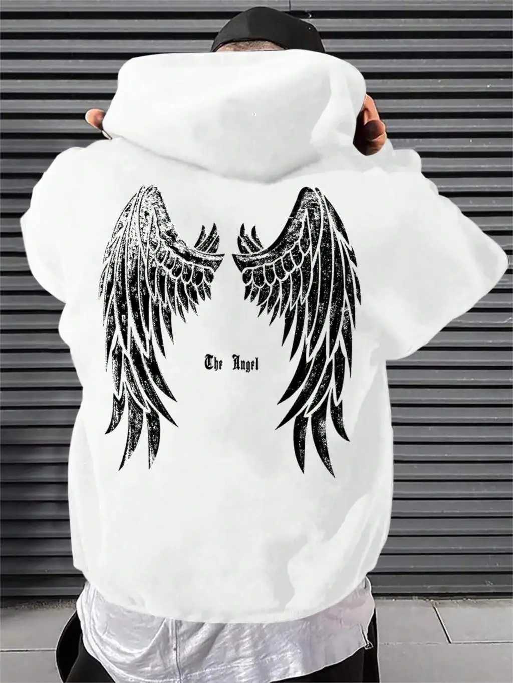 Angels Wings Printing Male Hoodie O-Neck All Match Loose Sweatshirt Fashion Fleece Basic Daily Comfortable Hoodie Autumn Clothes X250802