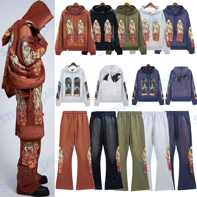 Designer Mens Hoodies Streetwear Hoodie Pants Men Washed Printing Sweatshirts Fashion Slightly Flared Pants Sweatpants