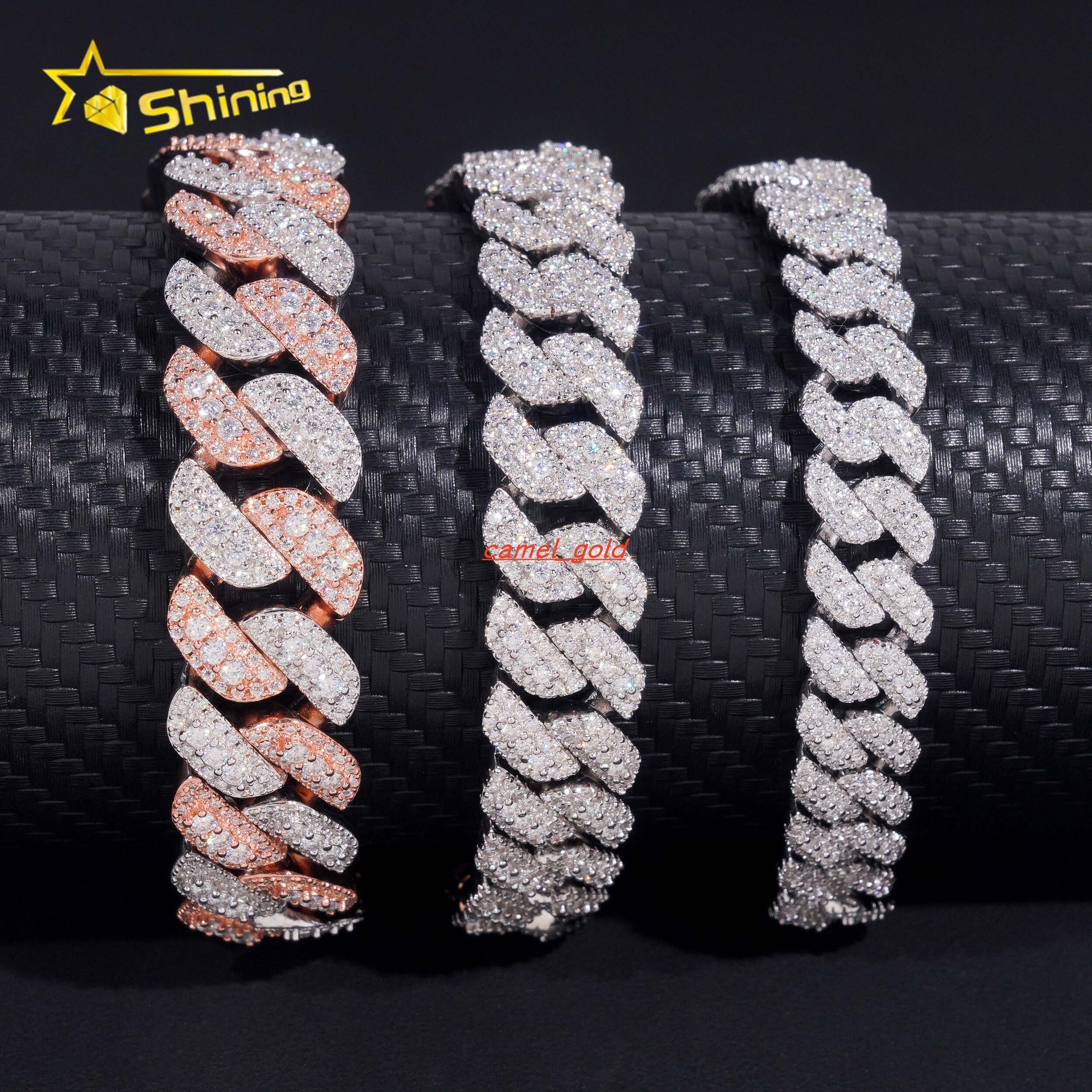 New Stocks Pass Diamond Tester Silver 925 Gold Plated Hip Hop Jewelry 10mm 13mm 15mm Custom Moissanite Cuban Link Bracelets