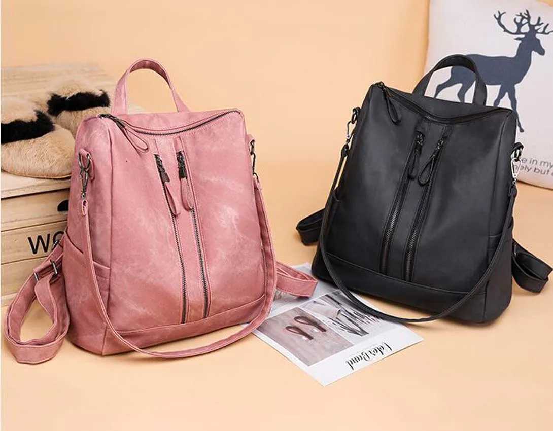 Wholesale New Hot Sale Fashion Style Soft Leather Solid Backpack Men Womens High Capacity Shoulder Bags Outdoor Travel Bag Z250802