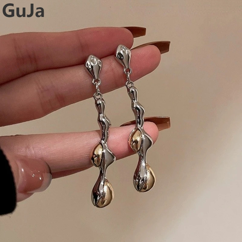 Bilandi 925 Silver Needle Fashion Jewelry Metal Splicing Color Drop Earrings For Women Trend Celebration Gifts 250730