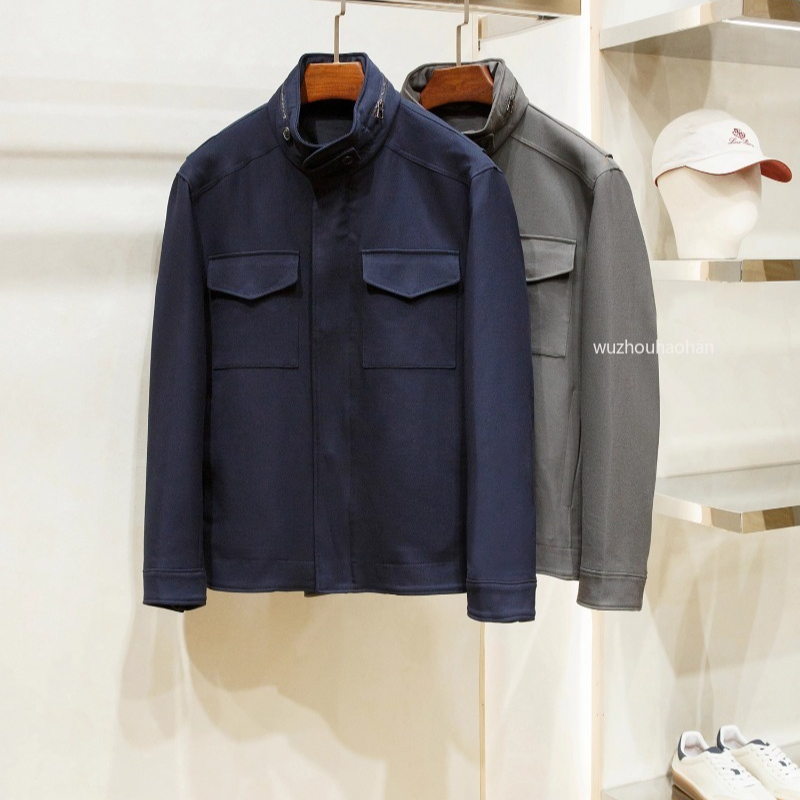 Designer Coats for Men Autumn Winter Waterproof Wool Blended Traveler Short Casual Collar Jacket Coat L1289