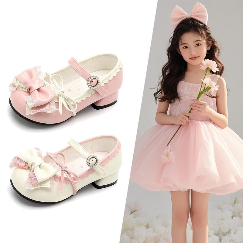Girls' Children's Princess Leather 2025 New Style Single Shoes Fashionable Girls Spring Summer Lolita High Heels ddmyshoesvip