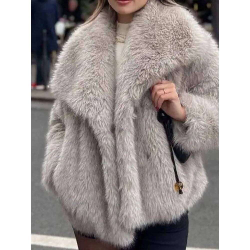 FMZXG Women Fashion Loose Long Sleeve Streetwear Thick Warm Coat Female 2025 New Autumn Winter Faux Fur Jacket