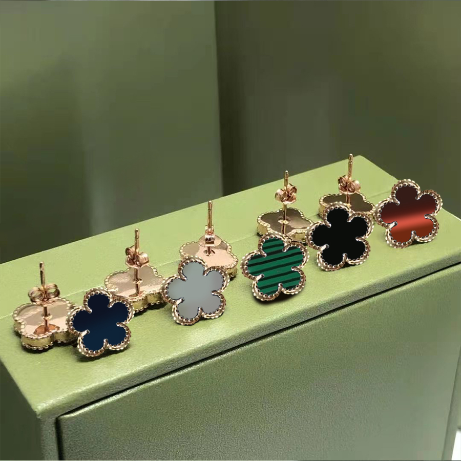 Fashion Earrings Clover Stainless Earring Simple Design for Woman Classic 5 Color High Quality with BOX-image-713965943