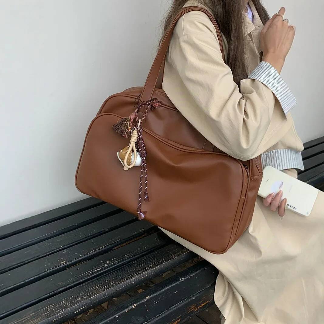 Large Capacity Women's Short Trip Travel Single Shoulder 2024 Autumn/Winter New Korean Style Lage Bag AE Stock