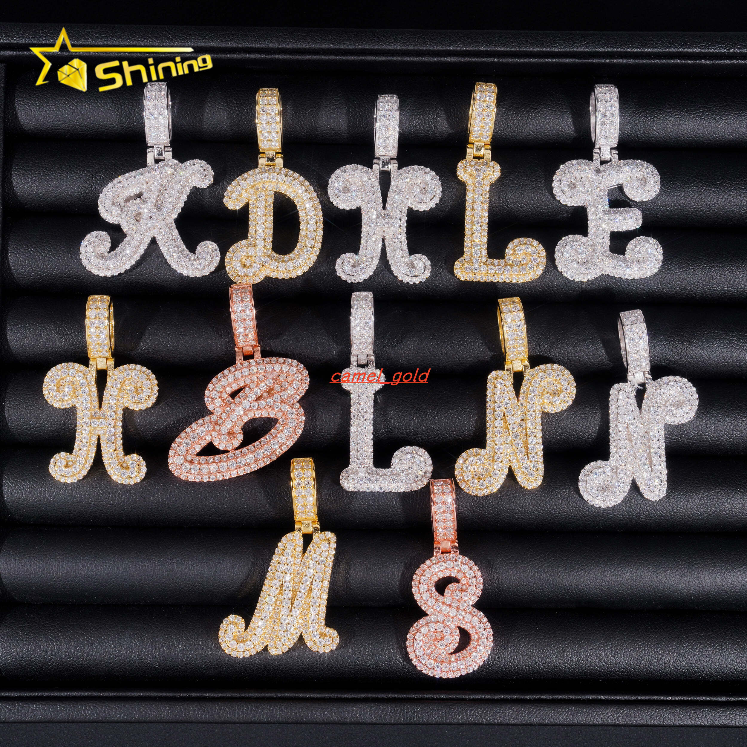 Real 925 Sterling Silver VVS Diamond Pass Diamond Tester Hip Hop Jewelry Initial Letter Iced Out Moissanite Pendant