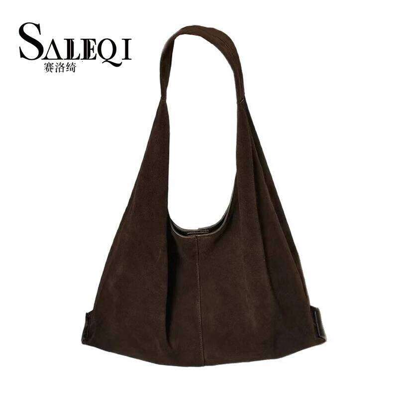 Autumn Winter Casual Tote Genuine Grade Matte Suede Cow Leather Women's Handbag Shoulder Big Bag For Woman Desginer Brand 250731