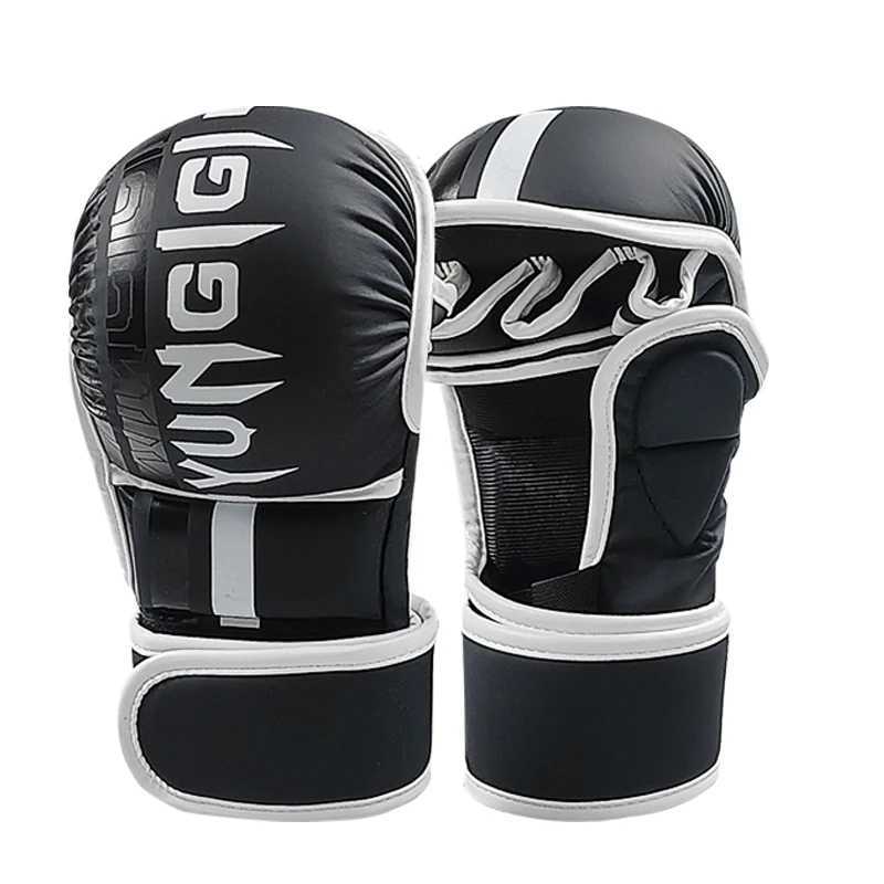 MMA Half Finger Boxing Gloves Professional Training Wrist Guard Martial Arts Sanda Sparring PU Leather Open-fingered Gloves Men XJ250802