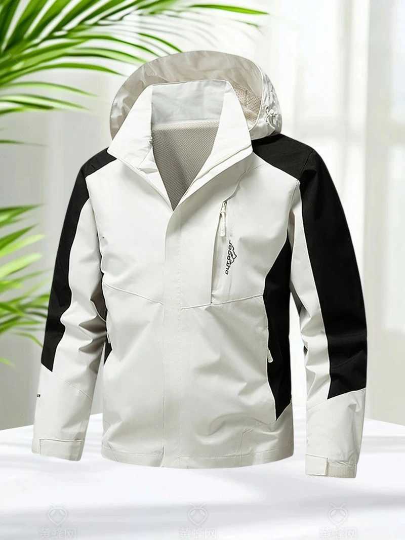 Waterproof Jacket Men Outdoor Hiking Jacket Men Softshell Jacket Hooded Zip Up Coats Windbreaker Men Camping Clothes Spring Fall Z250802