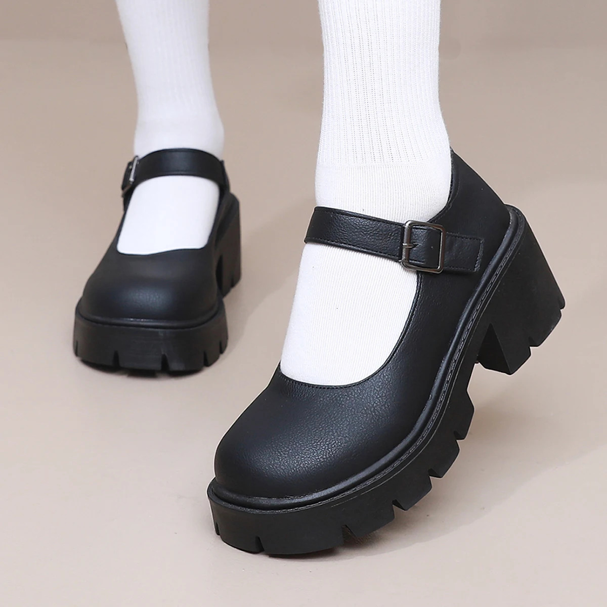 Lolita Shoes Women PU Leather Platform Mary Janes Shoes Womens Japanese Style Vintage Chunky Heels Pumps Plus Size 42 250730
