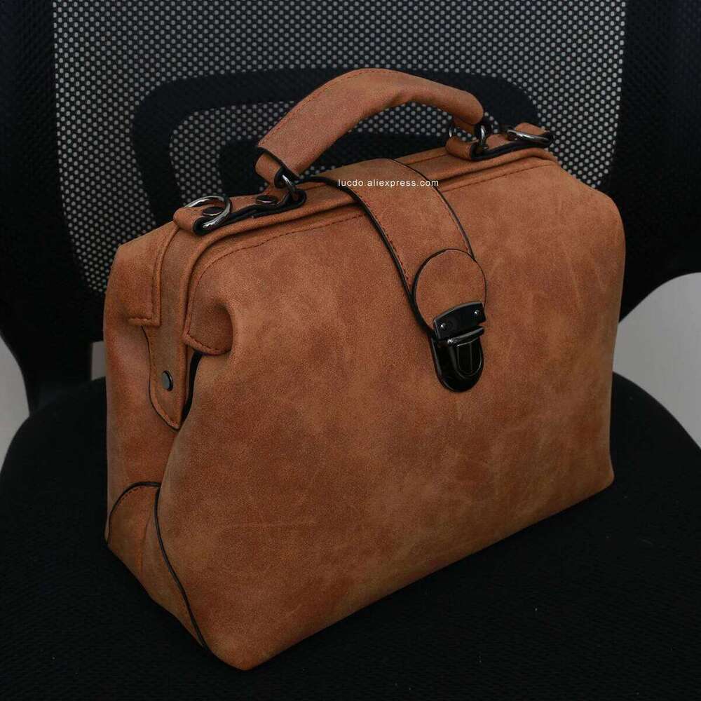 Fashion Plaid Rivets Design Doctor Crossbody Bags For Women 2025 High Quality PU Leather Tote Solid Color Shoulder Handbags